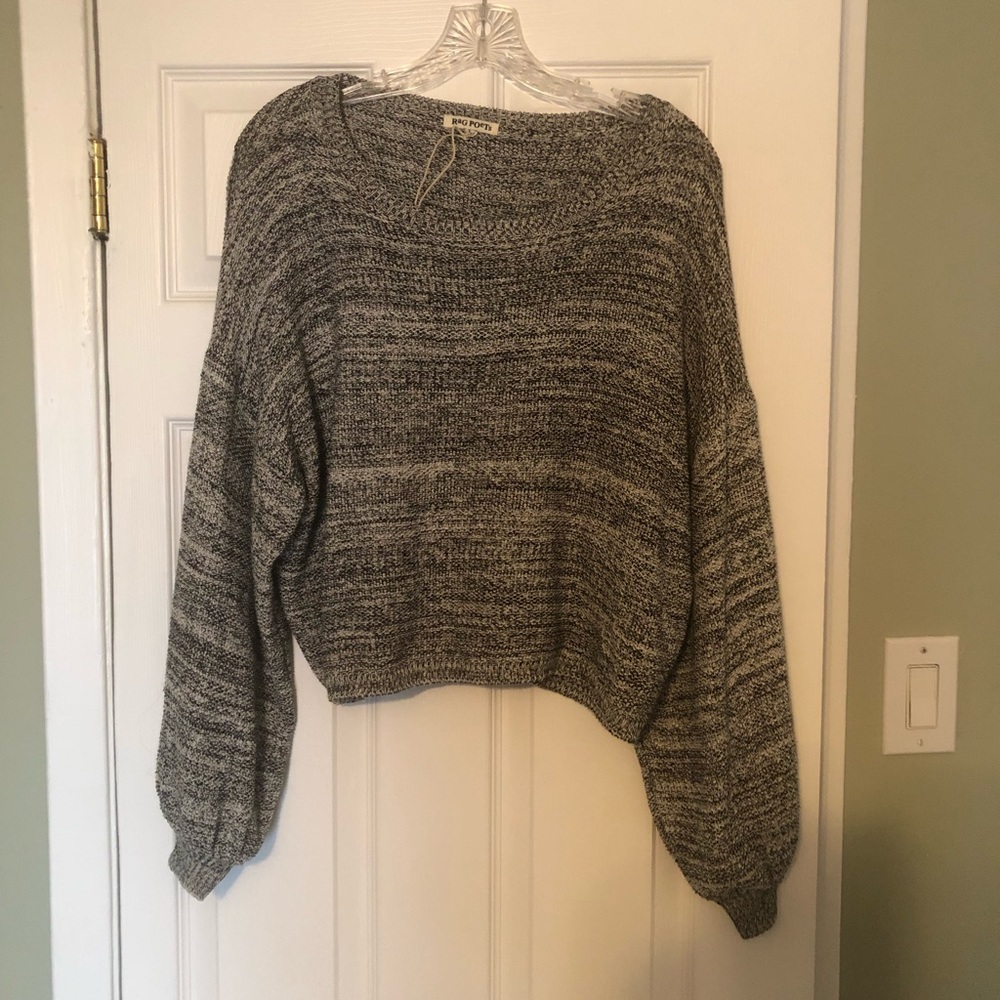 Rag Poets cropped grey sweater
